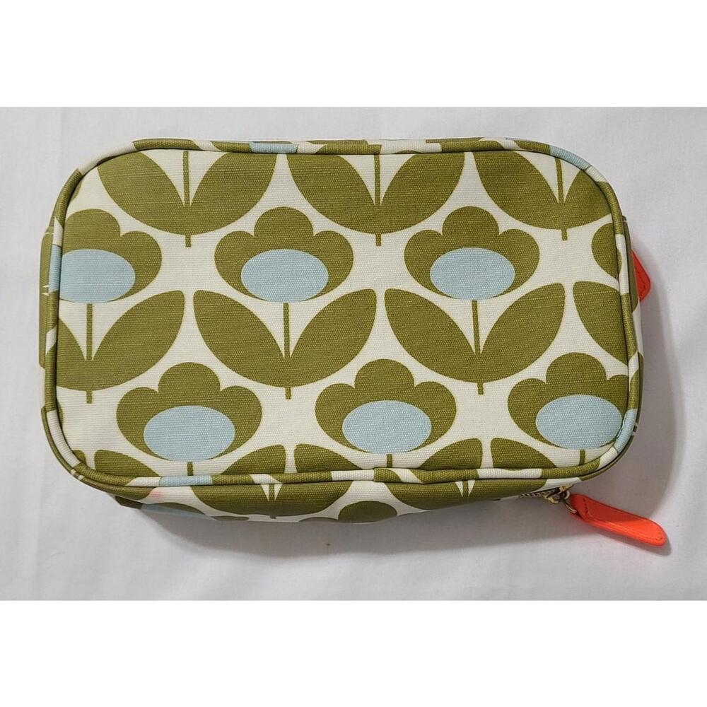 Orla Kiely Bag  Teal Green Floral Waxcoated Makeup Cosmetic Pouch Travel Storage - Picture 4 of 9